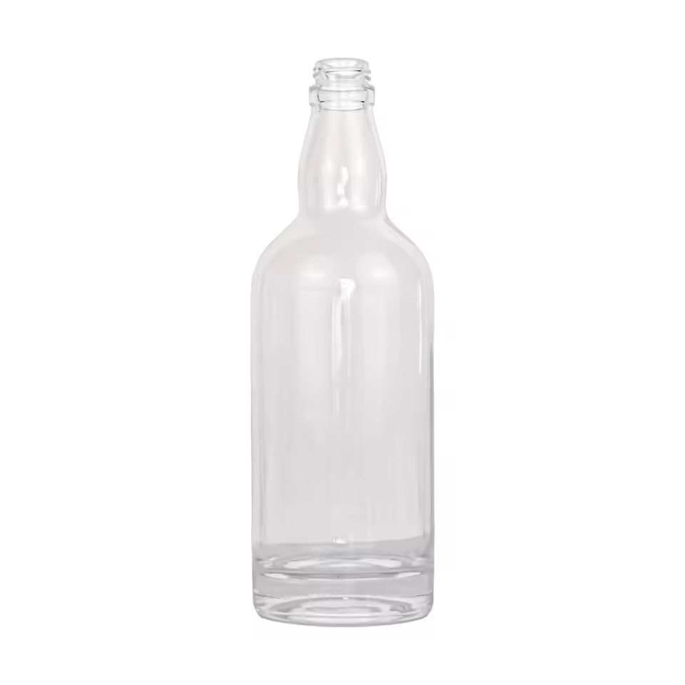 700ml Source Factory Customized Cork Round Twosection Neck Shoulder Thin Bottom Brandy Whiskey Glass Bottle