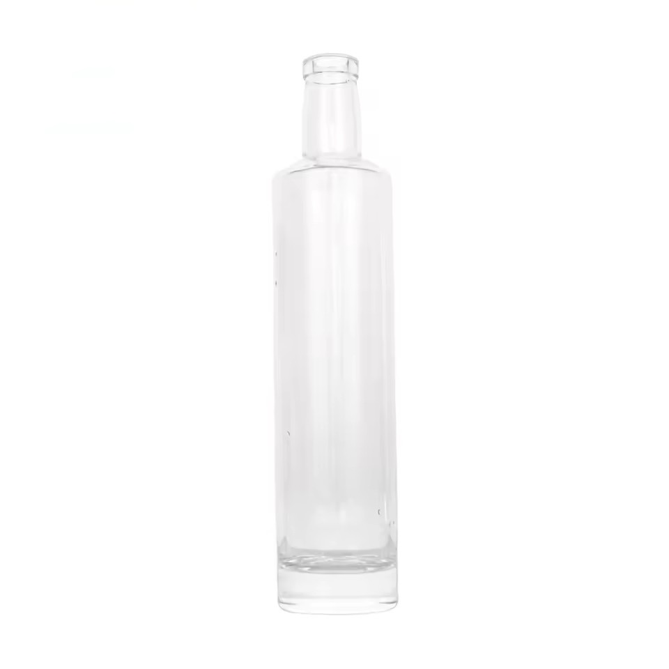 500 ml round glass whisky bottle for liquor Flat Shoulder Bottle 700 ml 1 liter tequila vodka glass spirit bottle Cork Polymer