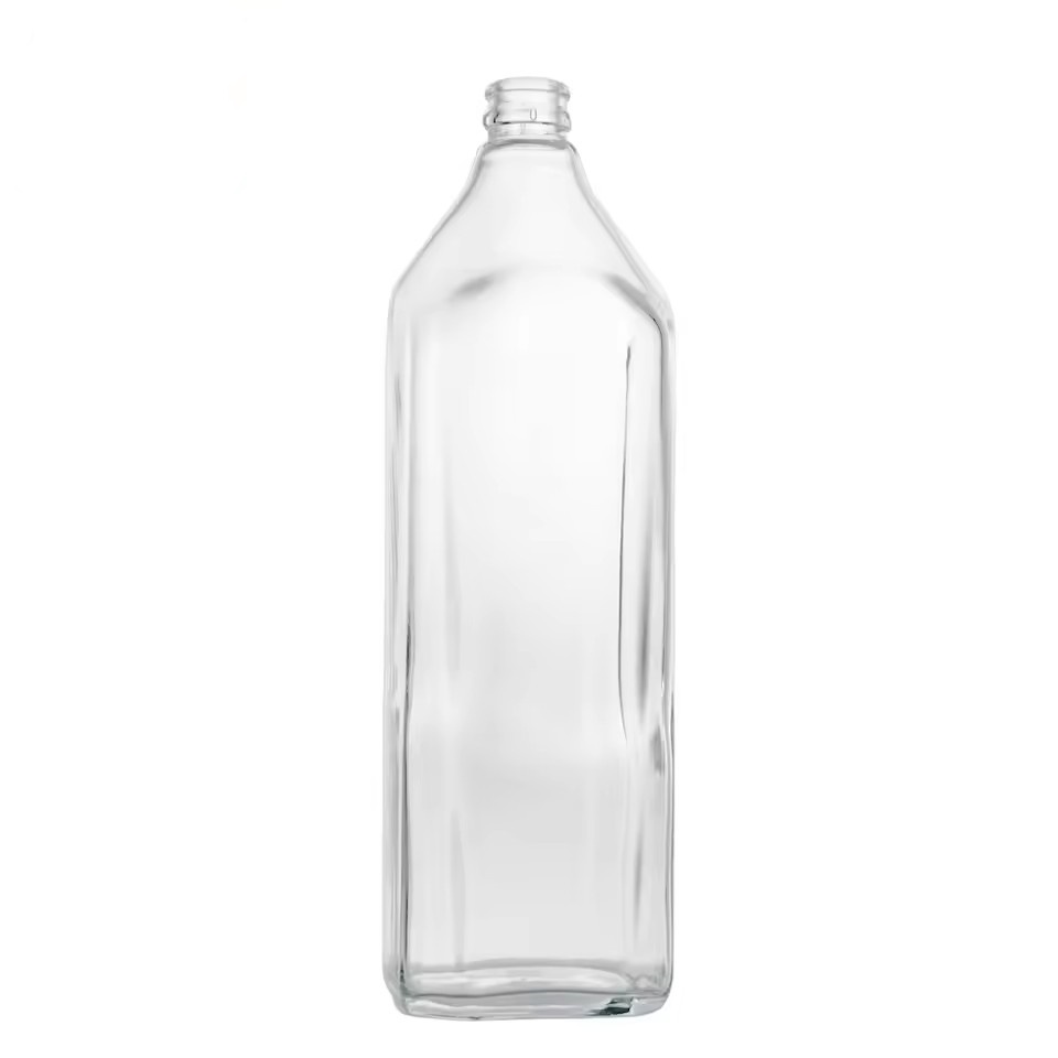 Wholesale 1 Liter Square Tequila Bottle High Flint Glass with Pilfer-Proof Finish for GUALA Neck for Oil Vinegar Liquors