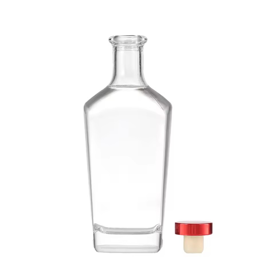 Decorative Spirit Bottles 50ml 750ml 1L 1000ml 850ml 700ml Round Glass Tequila Bottle with Cork Hot Stamping Box Packing