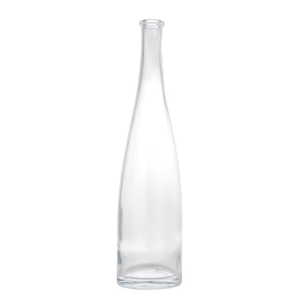 Custom Logo Factory Wholesales 750ml Round Long Neck Cork Cap Thin Bottom Whiskey Vodka Tequila Liquor Glass Bottle