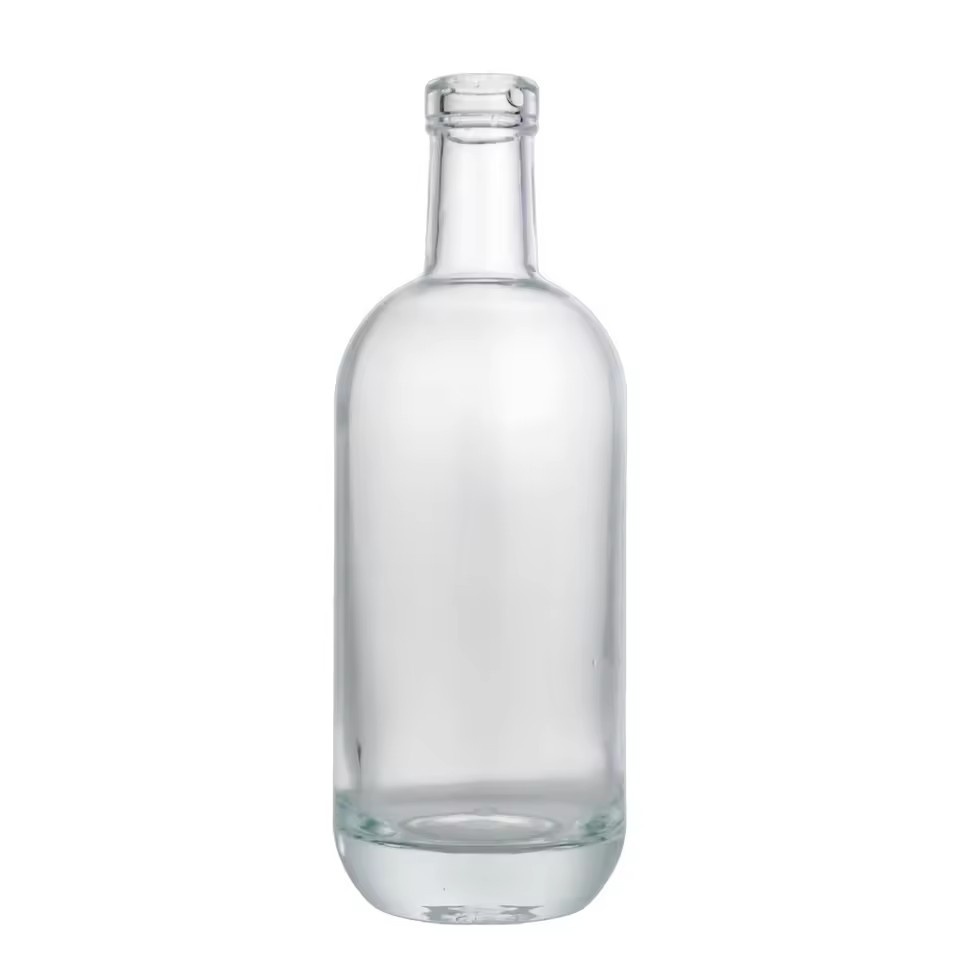 Best Selling Cylindrical Thick Bottom Glass Bottle 750ml Short Neck Transparent Liquor Glass Bottle With Cork