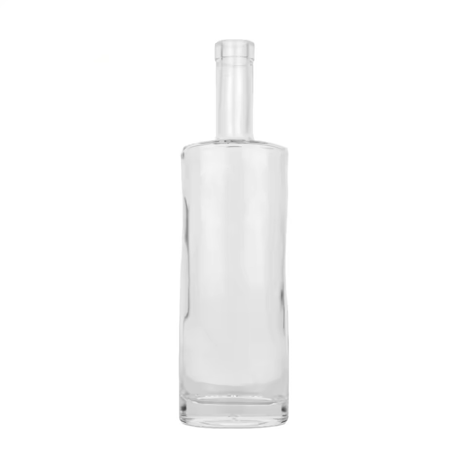 Empty Oval 750ml clear Super Flint Glass Wine Bottle Liquor Vodka Spirits Brandy Rum Olive Oil Liquid Glass Bottle Custom Print