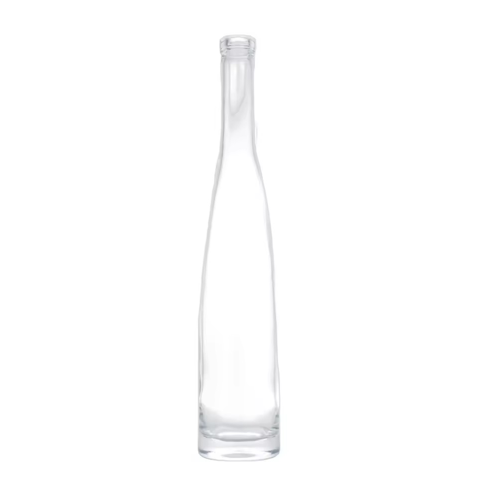 Factory Wholesale 500ml Transparent Round Rum 500ml Whiskey Gin Spirit Bottle Customized With Cork Cap