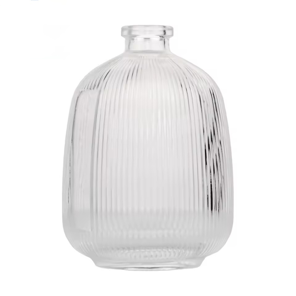 Wholesale Striped Large Capacity Liquor Round Fruit Wine Beverage 500ml Glass Bottle with Stopper Ready Stock