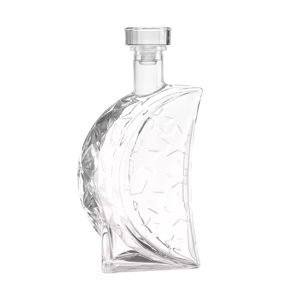 Customized Clear Square Glass Bottle with Cork Seal Roll for Tequila Brandy Empty Spirit Liquor