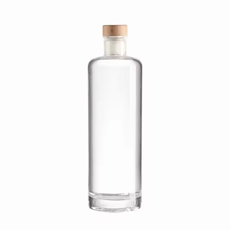 Wholesale Brandy Gin Wine Whiskey Tequila Rum Glass Bottles 500ml Cork Sealing Custom Logo