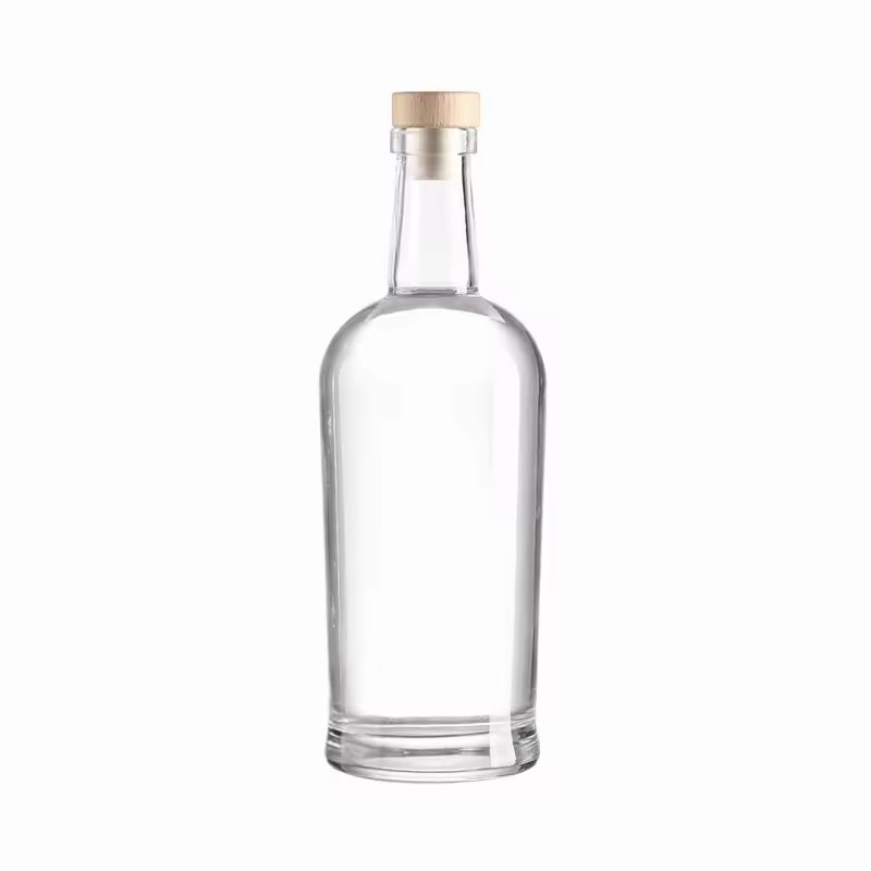 750ml Vodka Liquor Glass Bottle with Cork for Gin Rum Whisky Alcohol Storage and Serving