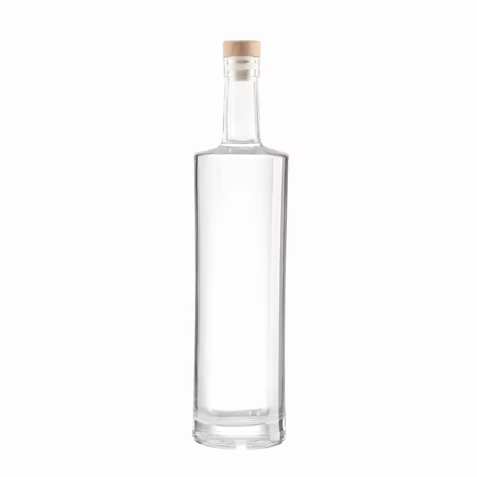 Custom 500ml 750ml 1liter Mineral Glass Soda Water Beverages Bottles with Rubber Stopper for Tequila and Brandy