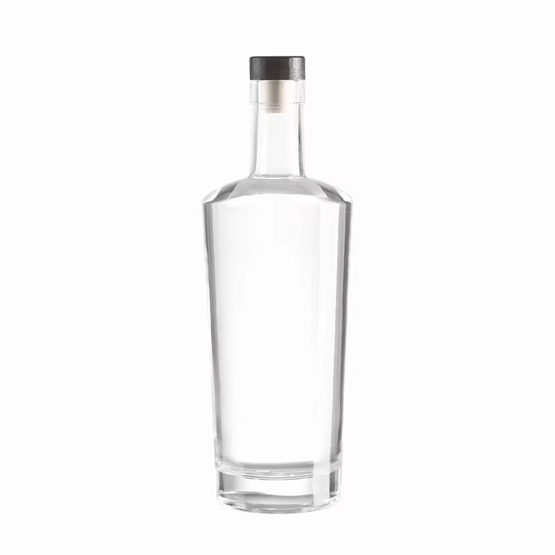 Custom Printed 750ml Glass Vodka Bottle with Flint Lid and Cork Sealing