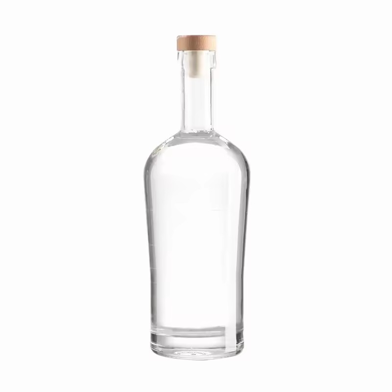 Super Transparent Flint Glass Wine Bottle with Cork Sealing 750ml Capacity for Whisky Vodka Tequila Beverages