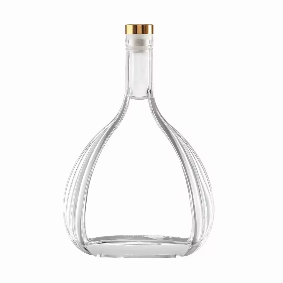 Custom 750ml Cork-Sealed Glass Bottles for Liquor Storage Vodka Tequila Brandy Whiskey Wine Storage Decal Surface Carton