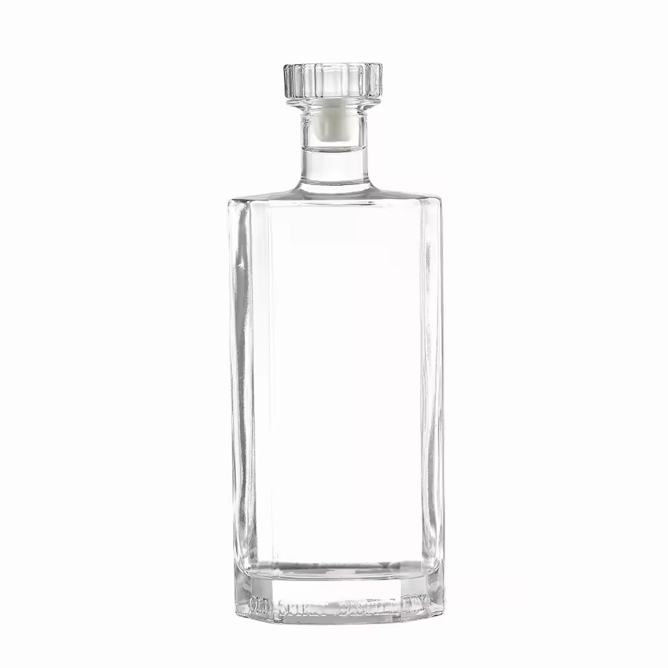 Square Cork-Lid Beverage Glass Bottles for Tequila Brandy Whiskey Gin Spirits and Fruit Wine Empty Wine Jars