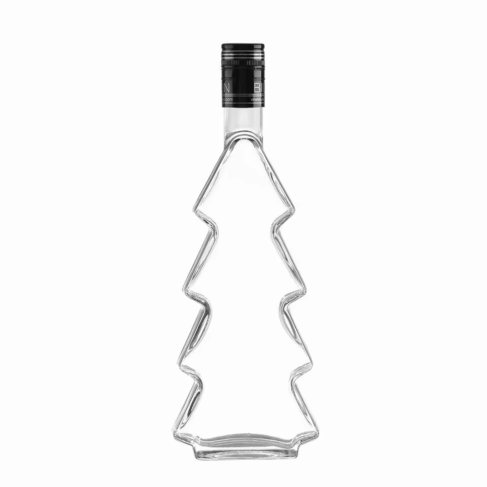 New Arrival 500ml Tree Shaped Glass Vodka Bottles for Brandy Storage and Sealing with Screw Cap Lid