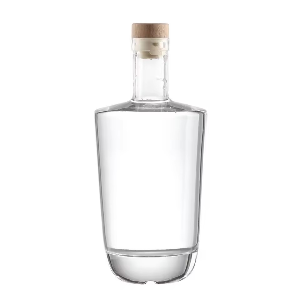 Luxury 700ml Round Glass Bottle Various Sizes Cork Top Matte Surface-for Whisky Vodka Gin Rum Tequila Brandy Cylinder Shape