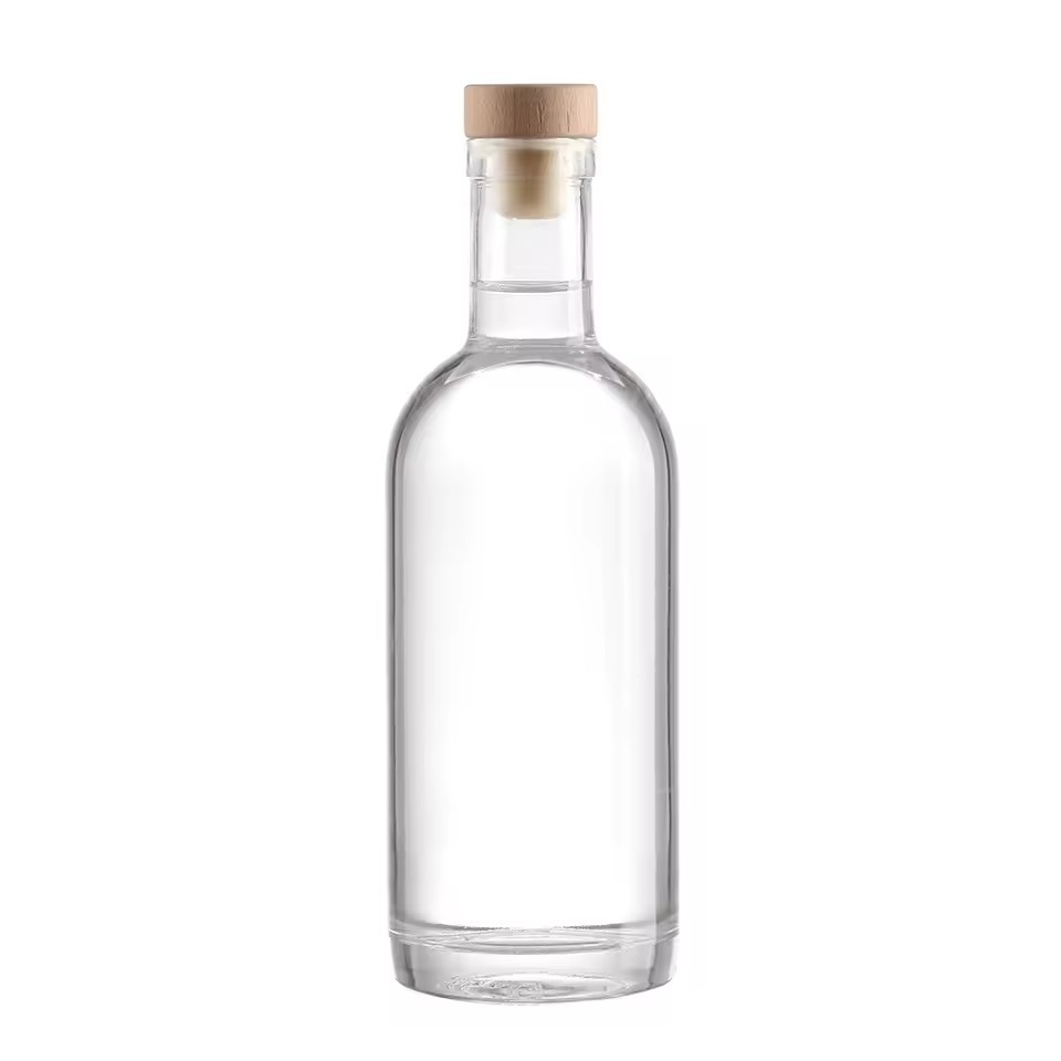 Wholesale 750ml 375ml Whisky Gin Rum Tequila Vodka Liquor Glass Spirits Bottle With Cork Stopper