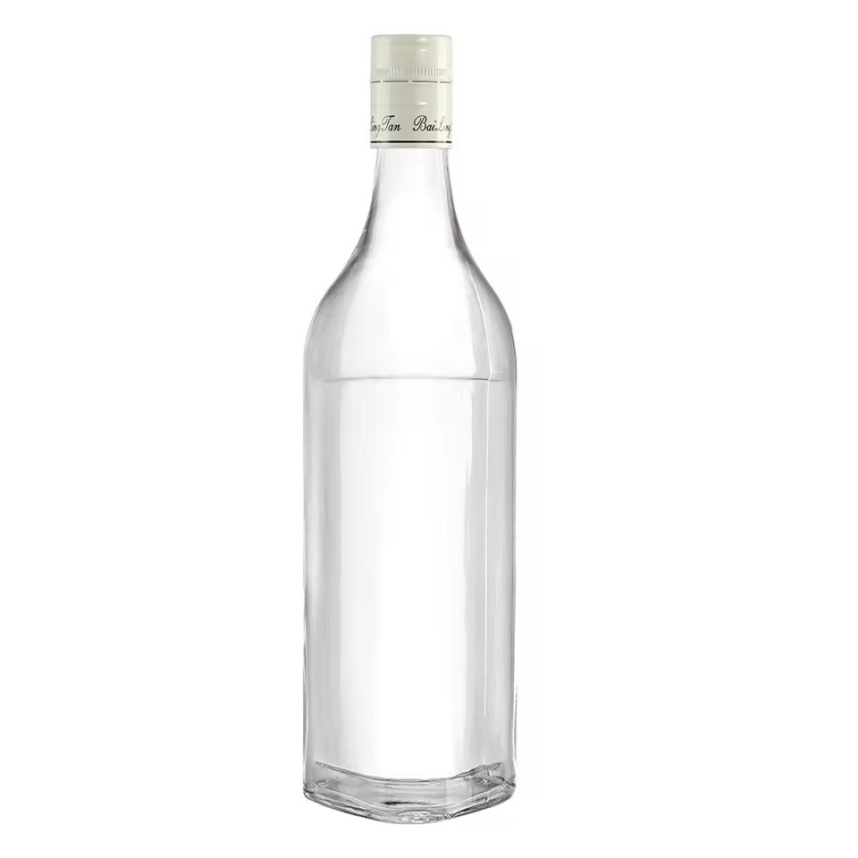 ECO-Friendly Custom Size 500ml 750ml Flint Glass Clear Spirits Liquor Brandy Vodka Whisky Bottle with Cap