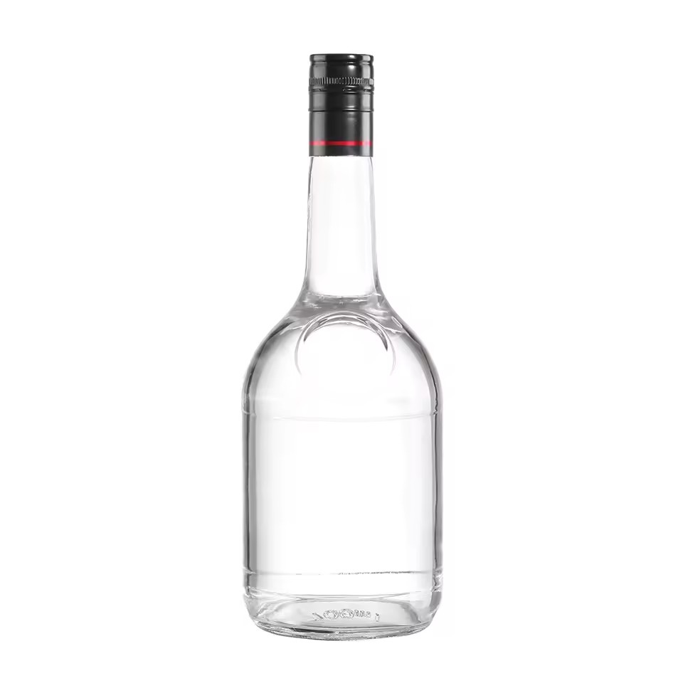 Bespoke Round 700ml Clear Glass Wine Bottle Custom Logo Capacities Spirits Bottle with Cap for Whisky Vodka Tequila Rum Liquor