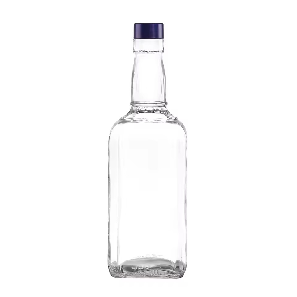 Factory Direct Sale Customized LOGO Packaging Transparent Empty 500ml 750ml Gin Whisky Rum Glass Liquor Bottle
