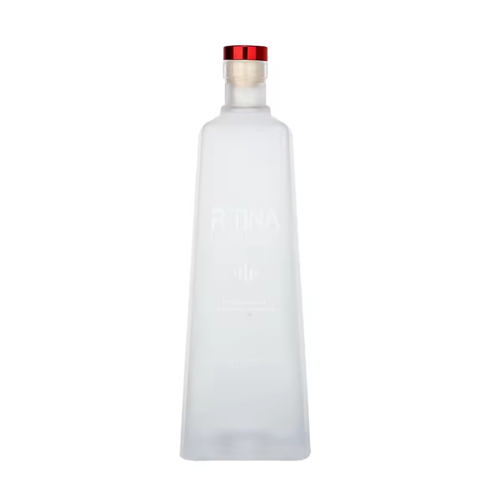 Manufacturer Hot Sale Premium 750ml 700ml Square Frosted Printing Logo Vodka Wine Empty Glass Bottle for Wine Beverage Brandy