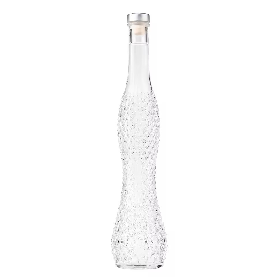 Wholesale Manufacturer 700ml 750ml Engraving High-End Special Shape Glass Bottle with Cork for Whisky Brandy Vodka Spirits