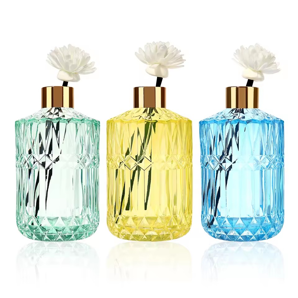 Colored Transparent Premiunm Luxury Empty Thick 20mL 30mL 50mL 100mL Round Crystal Glass Diffuser Bottle