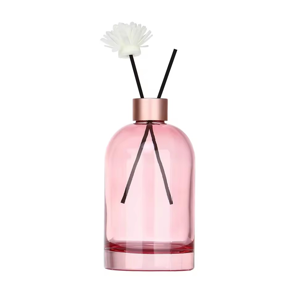 Premium Thick Base Pink Transparent Empty Luxury Customized 20mL 30mL 50mL 100mL Round Glass Diffuser Bottle