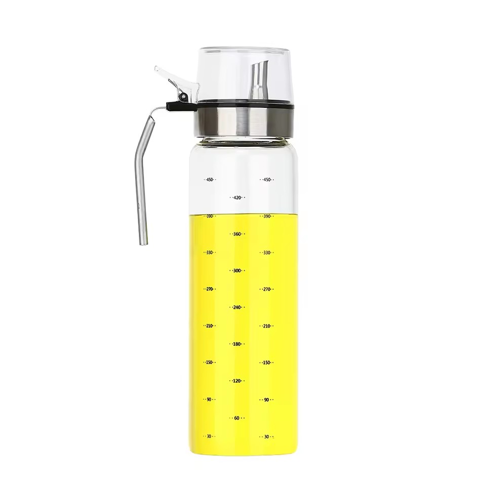 New Design Transparent Portable Domestic Oil-Dripping Bottle 330ml 500ml 750ml Glass Oil Bottle With Handle