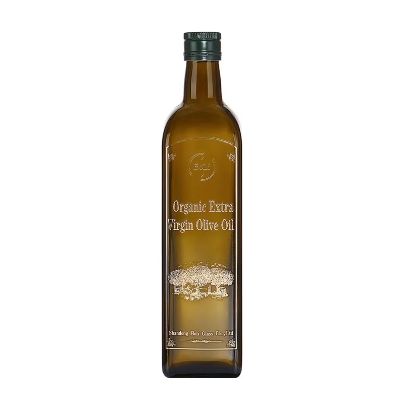 Customizable375ml 500ml 750ml Square Green Brown Amber Cooking Olive Oil Juice Glass Bottle in Stock