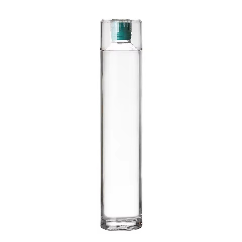 Large Capacity Clear Glass Water Bottle With Lid Refillable Clean Round Beverage