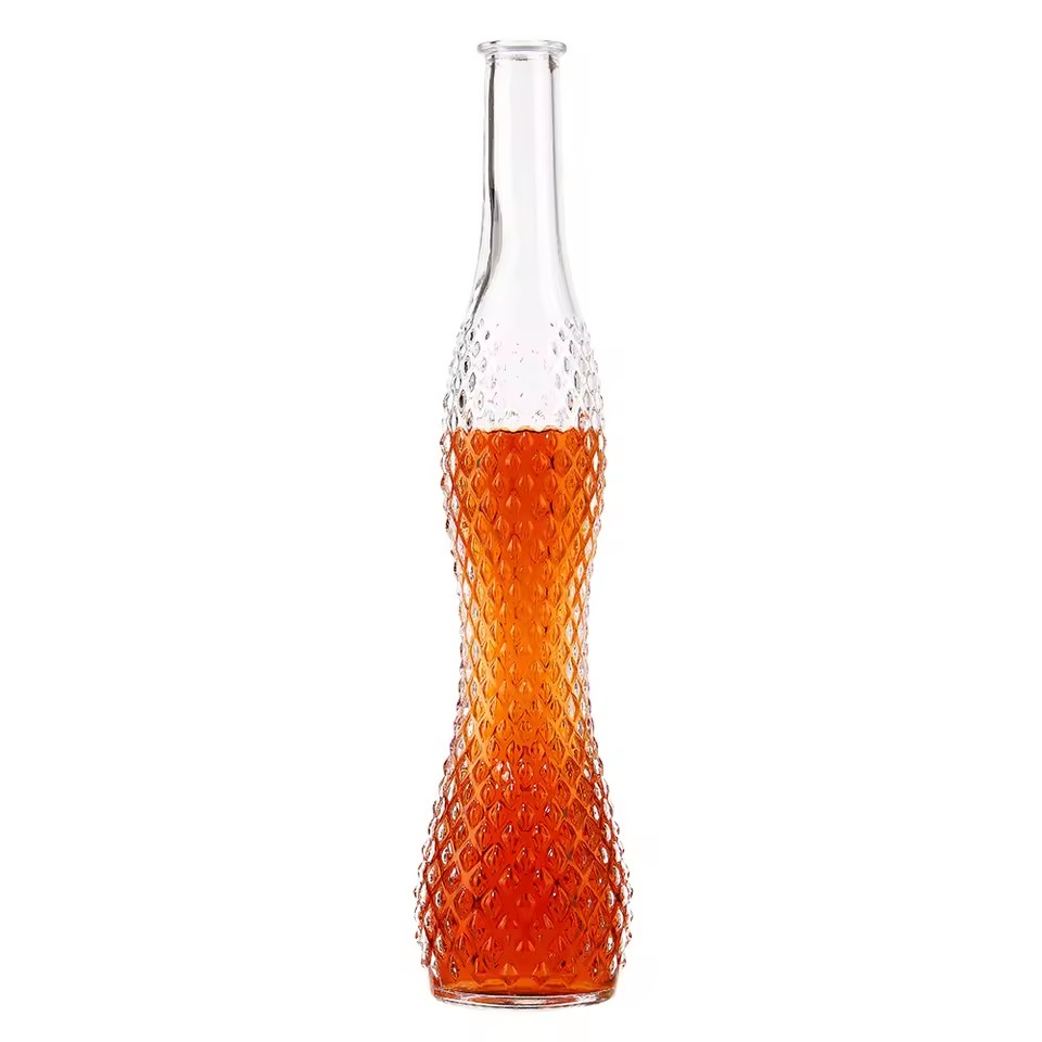High Quality Slim Studded Transparent Recyclable Natural 330ML 500ML 750ML 1000ML Glass Water Beverage Bottle for Mineral Hydrogen