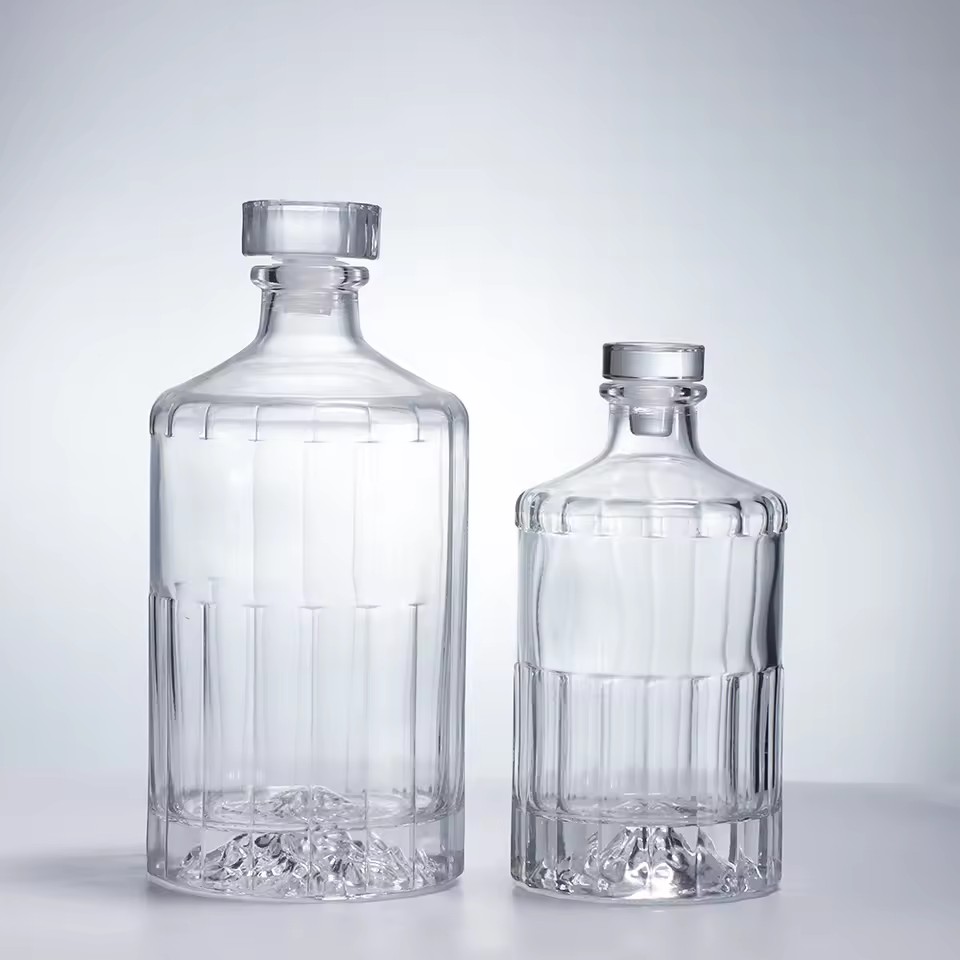 Wholesale Glass Spirits Bottles with Stopper in 100ml-1000ml Custom Sizes Screen Printed for Tequila Whisky & Brandy