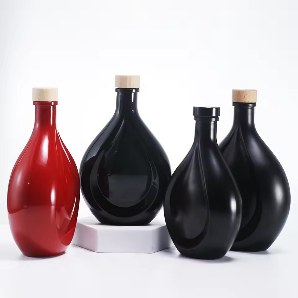 High Quality Flat Glass Bottle for Spirit Tequila Brandy Whiskey 500/1000 Capacity Factory Direct Shipping Cork Hot Stamping