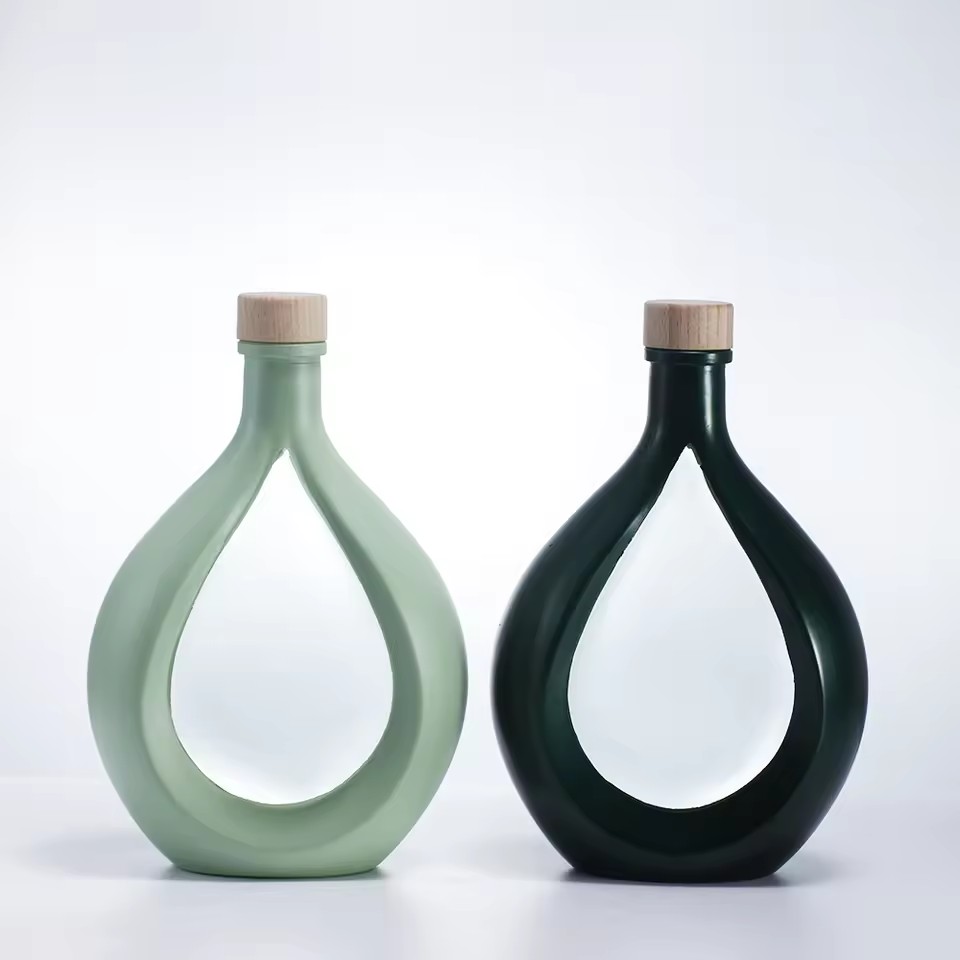 Customizable 500/1000ml Glass Bottles for Juice Beverage Yogurt Coffee Milk Cola Green Olive Oil Tequila Energy Drinks Cork