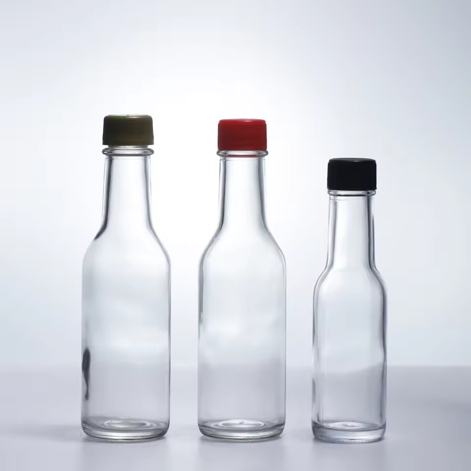 Mengsha 80ml 100ml 150ml 250ml Glass Wine Bottle Small Cylinder Shape with Screw Cap for Ketchup Seasoning Fruit Juice Drinks
