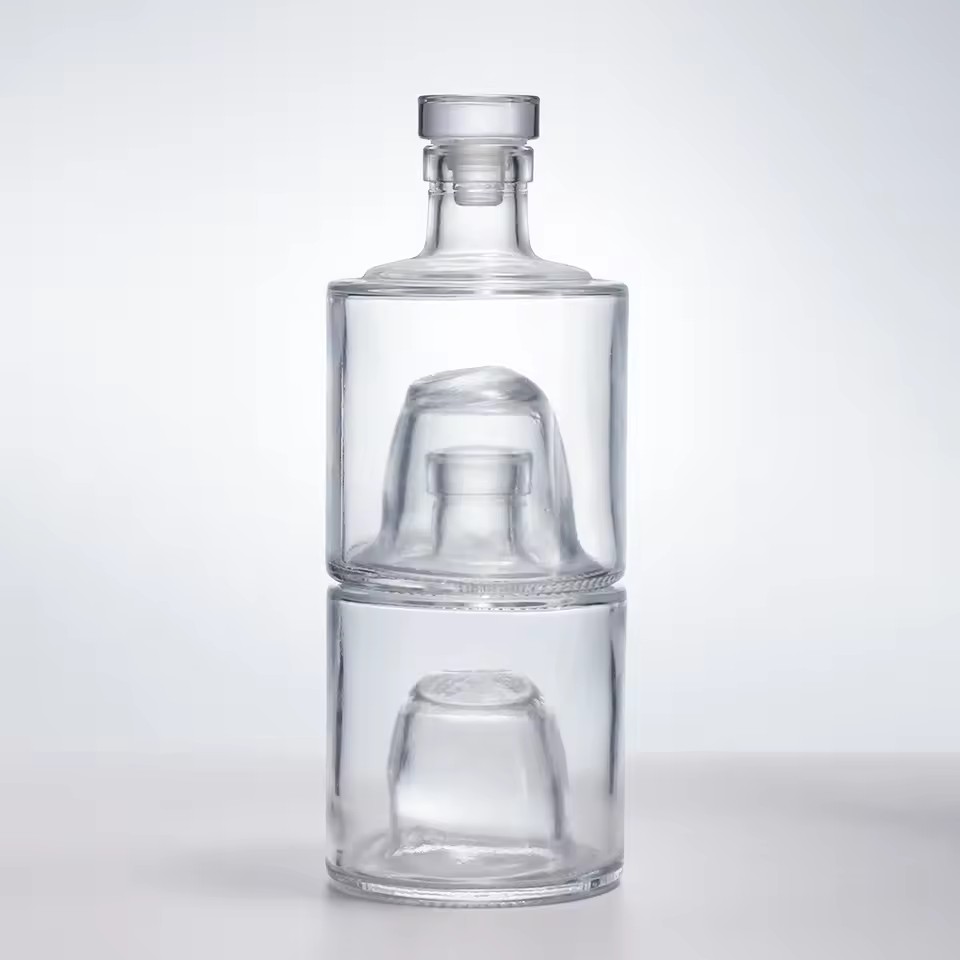 500ml Stacked Fruit Wine Beverage Coffee Vodka Empty Glass Jars with Hot Stamping Sealed Candle Cups for Beverages Tequila Use