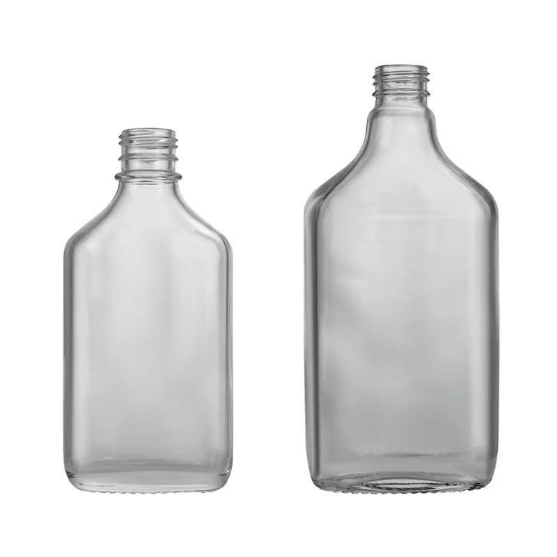 200ml 375ml Clear Glass Convex Liquor Hip Flask Bottle for Spirits