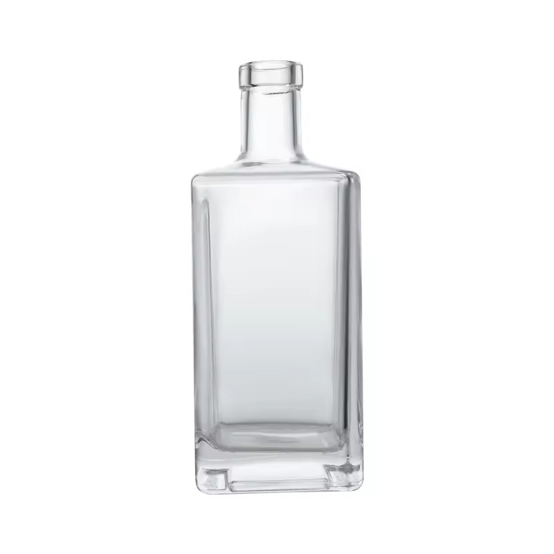 Customizable Square Liquor Bottle 500ml Rectangle Rum Vodka Gin Glass Bottle for Spirits