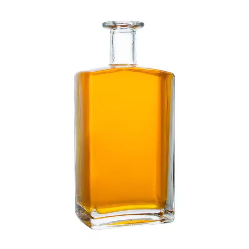 Square Gin Bottle 750ml Rum Tequila Rectangular Glass Liquor Bottles