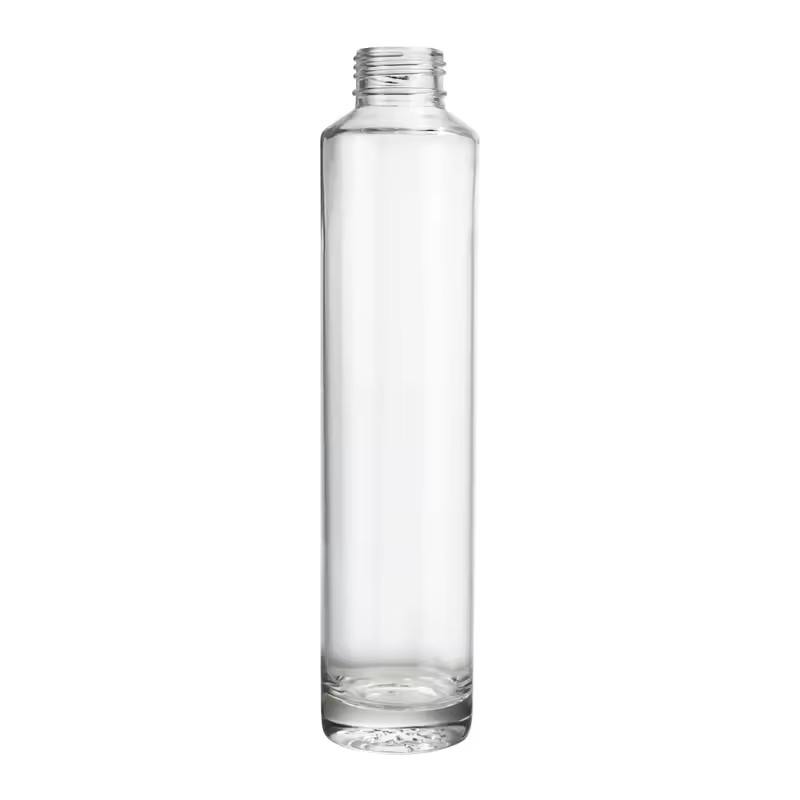 Custom Transparent Round Empty Flint Glass Liquor Whisky Vodka Tequila Bottle