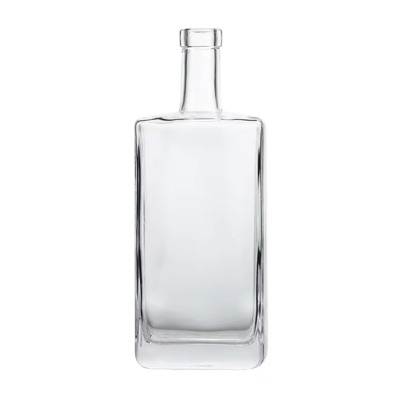 Square Flat 500ml Spirits Glass Bottle for Whiskey Rum Gin