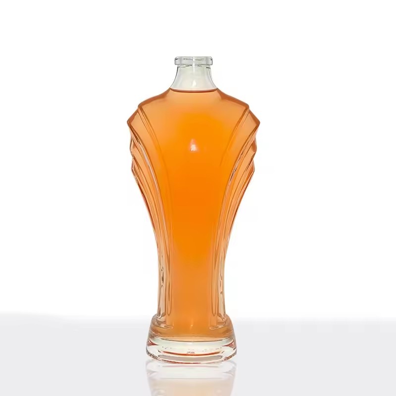 Wholesale 700ml 750ml Empty Juice Drink Glass Bottles With White Tamper Proof Cap Spirit Whisky Vodka Mountain-shaped Bottom