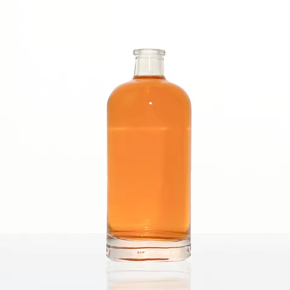 500ml Wholesale Empty Round Super Flint Glass Beverage Bottles with Cork Sealing and Screw Cap