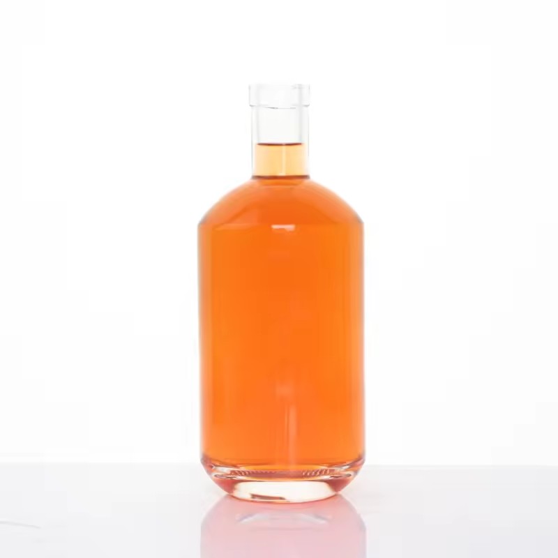 Square Round 750ml Glass Bottles Wholesale for Spirit Whisky Vodka Cork for Water Brandy Screen Printing Frost Paint