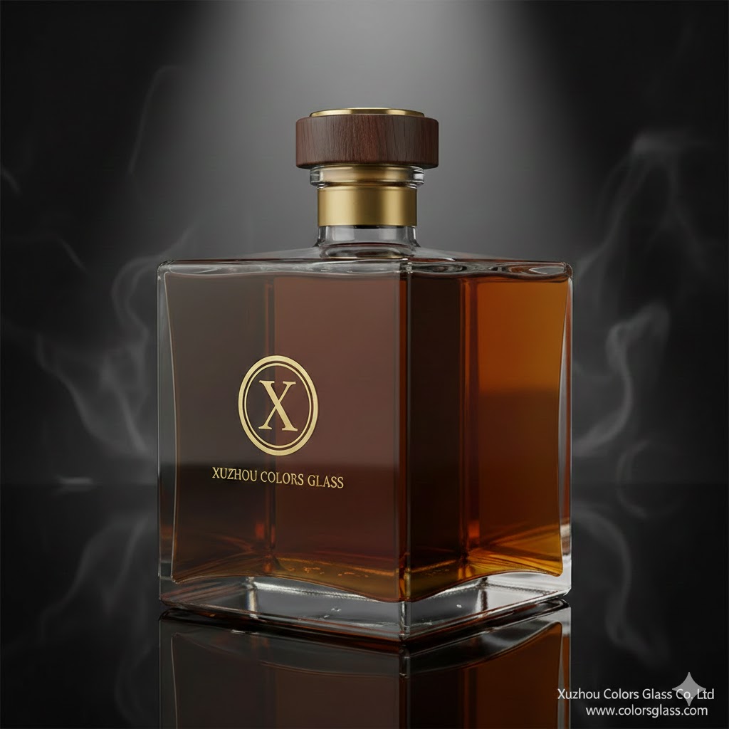 Premium 1000ml Square Flint Glass Liquor Bottle – Elegant Decanter for Whiskey, Brandy, & Spirits (Screw Finish)