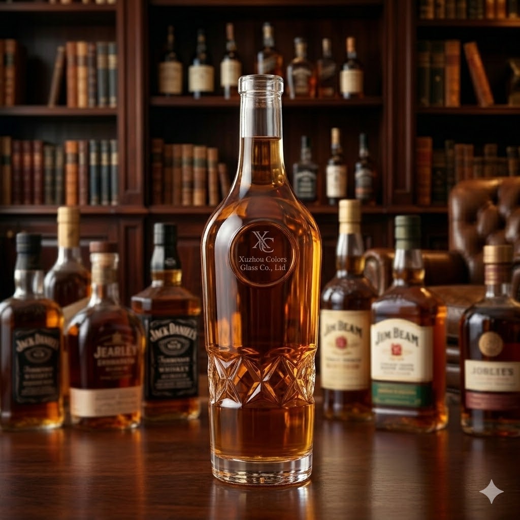 750ml Round Clear Glass Spirit Bottle – Wholesale Liquor Bottle with Cork | Customizable