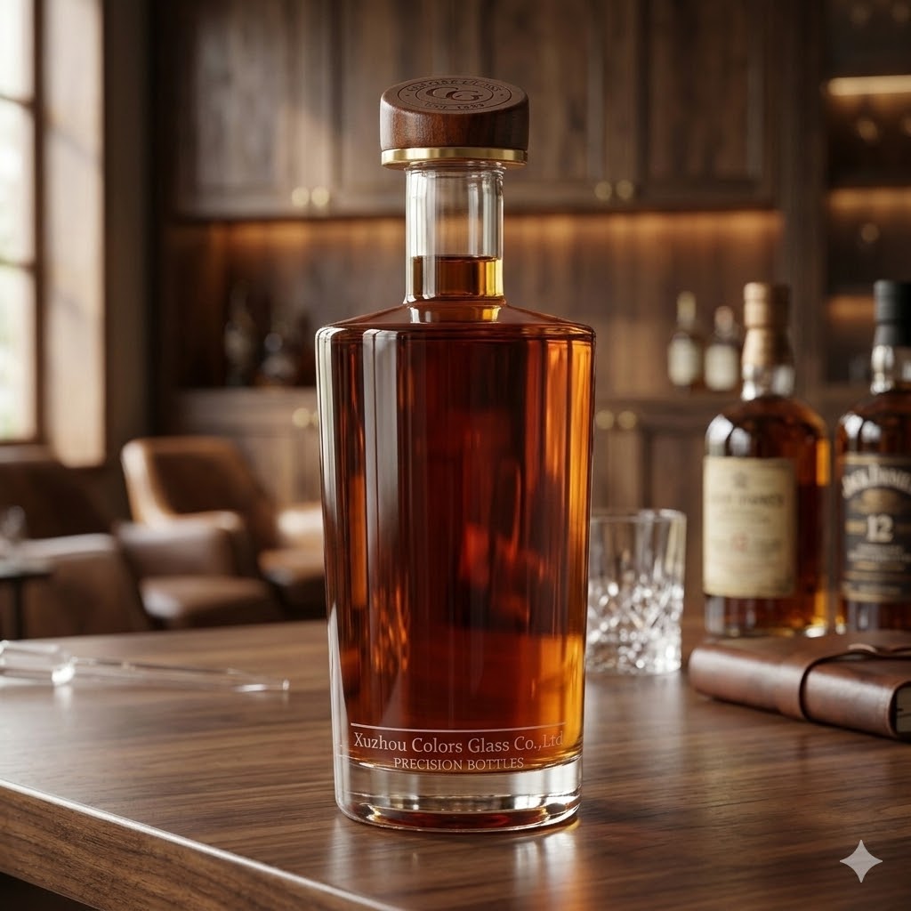 750ml Round Glass Spirit Bottle for Whisky, Vodka and Liquor