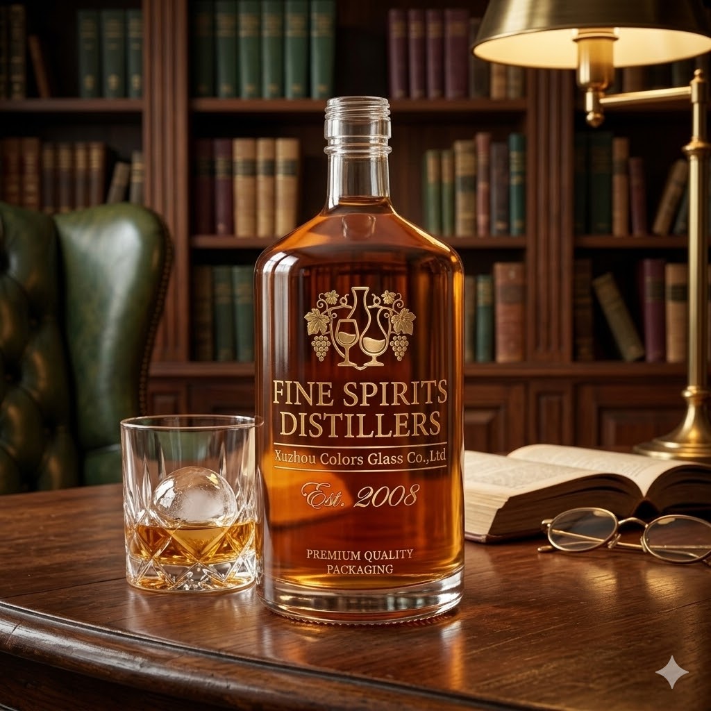 750ml Flat Square Glass Bottle for Whisky, Vodka and Liquor