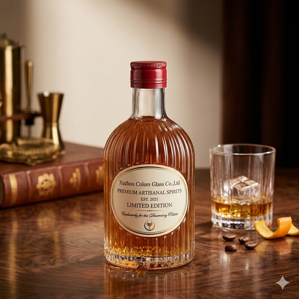 330ml Cylindrical Glass Bottle for Whisky, Brandy and Gin