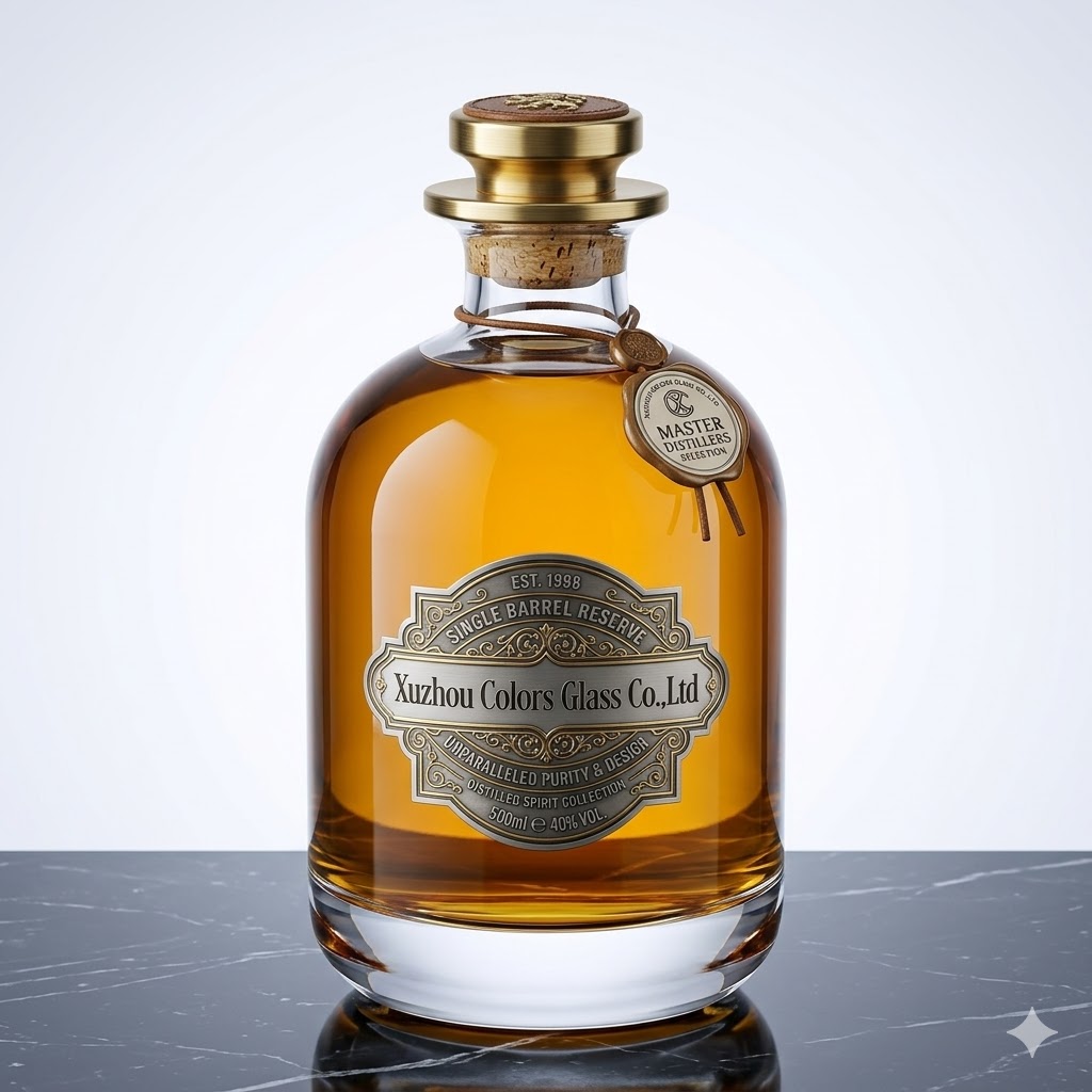 375ml Unique Shape Glass Liquor Bottle with Tamper Evident Cap